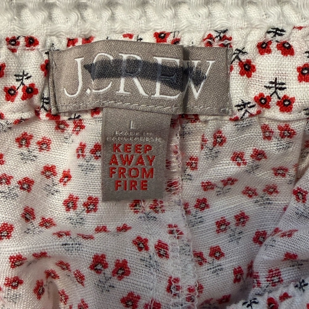 J. Crew Cotton & Linen Blend Floral Printed White Wide Leg Pants NWT L - Picture 4 of 8